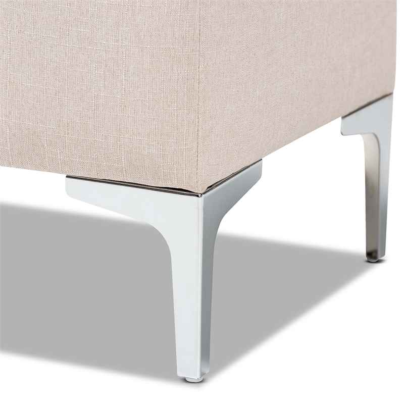 Bowery Hill Upholstered and Silver Finished Metal Storage Ottoman
