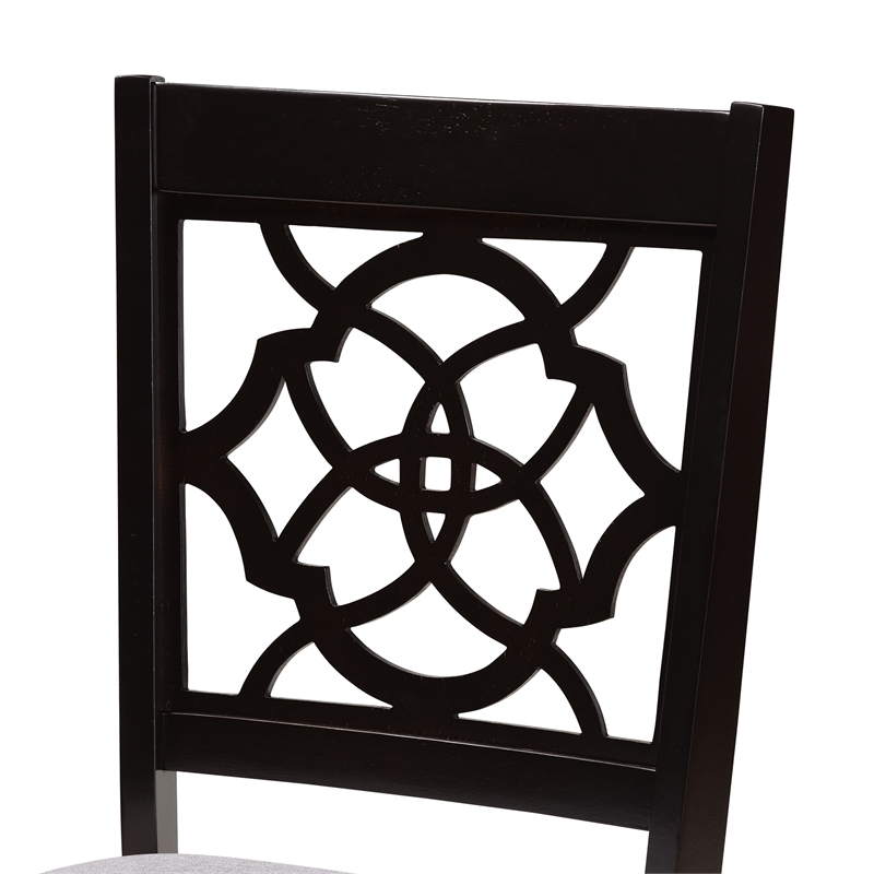Bowery Hill Oak Wood Dark Brown Dining Chair Rectangular Cut-Out Back Design 37.4