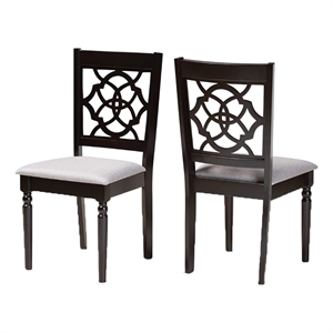 Bowery Hill Oak Wood Dark Brown Dining Chair Rectangular Cut-Out Back Design 37.4&quotH Unassembled