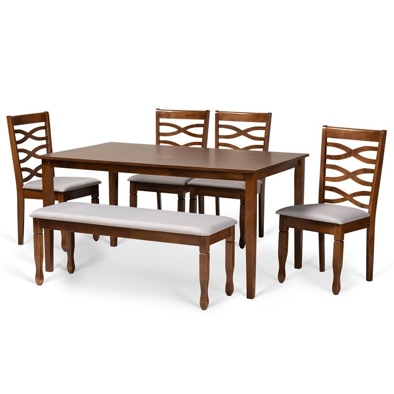 Bowery Hill Grey and Walnut Brown Finished Wood 6-Piece Dining Set