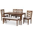 Bowery Hill Grey and Walnut Brown Finished Wood 6-Piece Dining Set