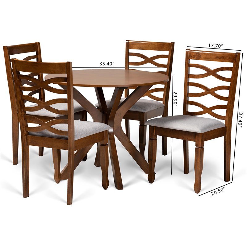 Bowery Hill Grey and Walnut Brown Finished Wood 5-Piece Dining Set
