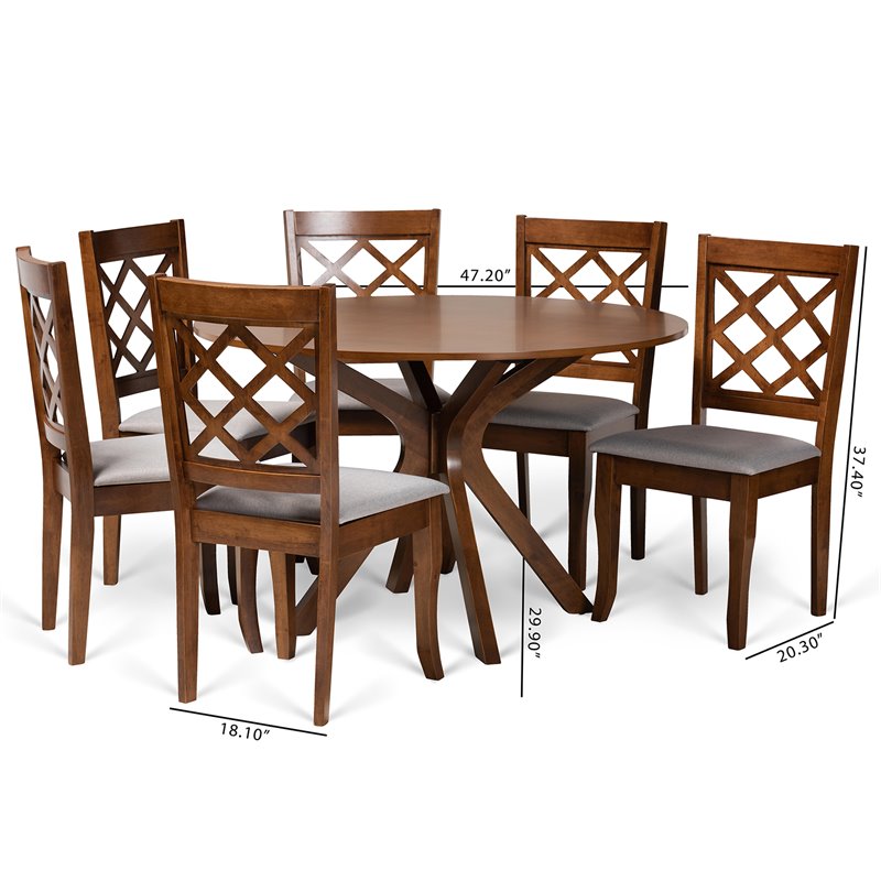 Bowery Hill Grey and Walnut Brown Finished Wood 7-Piece Dining Set