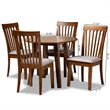 Bowery Hill Grey and Walnut Brown Finished Wood 5-Piece Dining Set