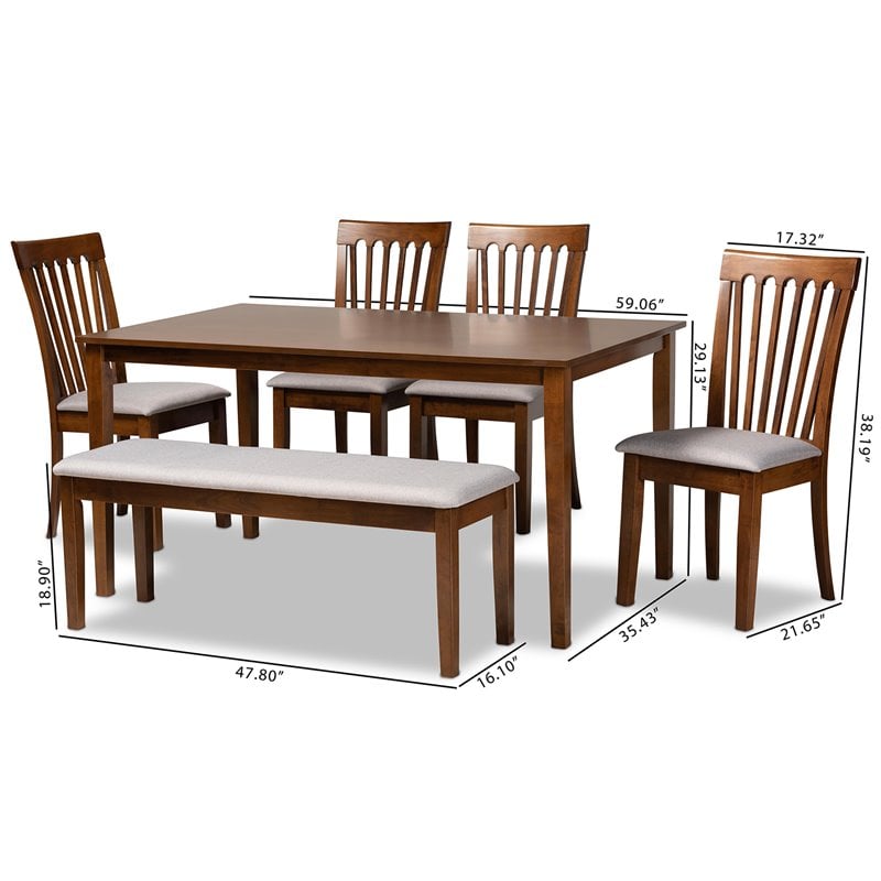 Bowery Hill Grey and Walnut Brown Finished Wood 6-Piece Dining Set
