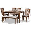 Bowery Hill Grey and Walnut Brown Finished Wood 6-Piece Dining Set