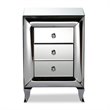 Bowery Hill Contemporary Glam and Luxe Mirrored 3-Drawer Nightstand
