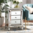 Bowery Hill Contemporary Glam and Luxe Mirrored 3-Drawer Nightstand