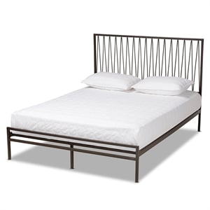 Bowery Hill Contemporary Black Finished Metal Full Size Platform Bed
