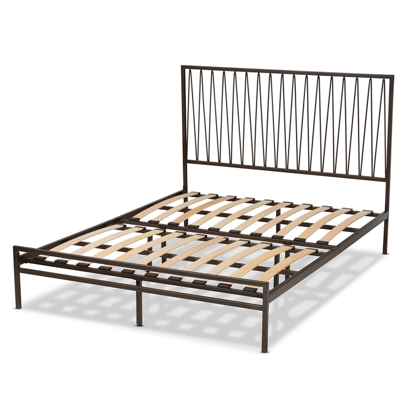 Bowery Hill Contemporary Black Finished Metal Full Size Platform Bed