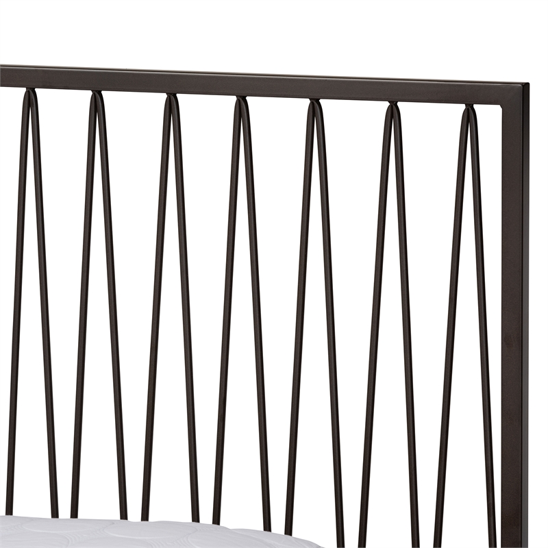 Bowery Hill Contemporary Black Finished Metal Full Size Platform Bed
