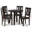 Bowery Hill Transitional Dark Brown Finished Wood 5-Piece Dining Set