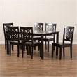 Bowery Hill Transitional Dark Brown Finished Wood 7-Piece Dining Set