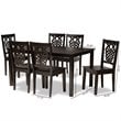 Bowery Hill Transitional Dark Brown Finished Wood 7-Piece Dining Set