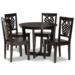 bowery hill transitional dark brown finished wood 5-piece dining set