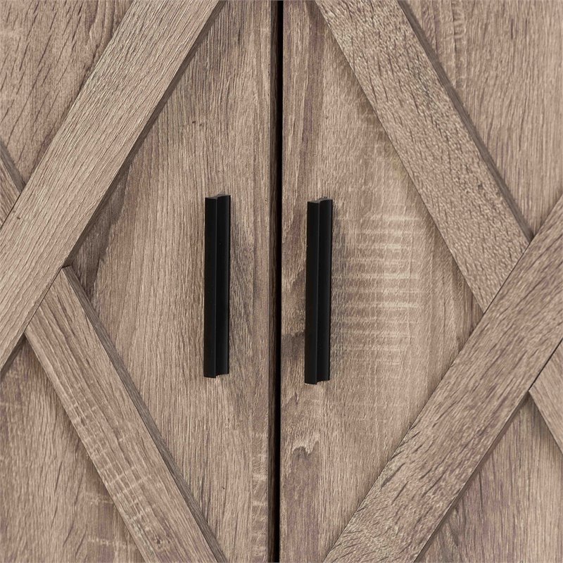 Bowery Hill 2-Door Farmhouse Wood Shoe Storage Cabinet in Brown