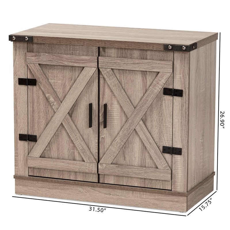 Bowery Hill 2-Door Farmhouse Wood Shoe Storage Cabinet in Brown
