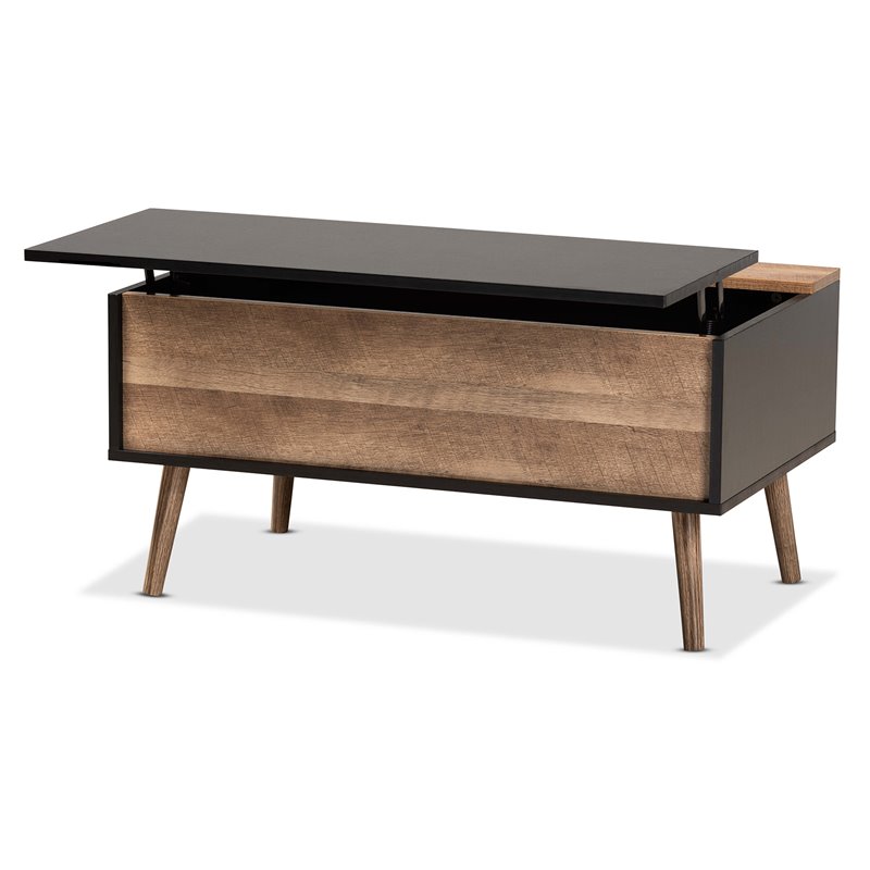 Bowery Hill Two-Tone Black and Brown Finished Wood Table with Storage