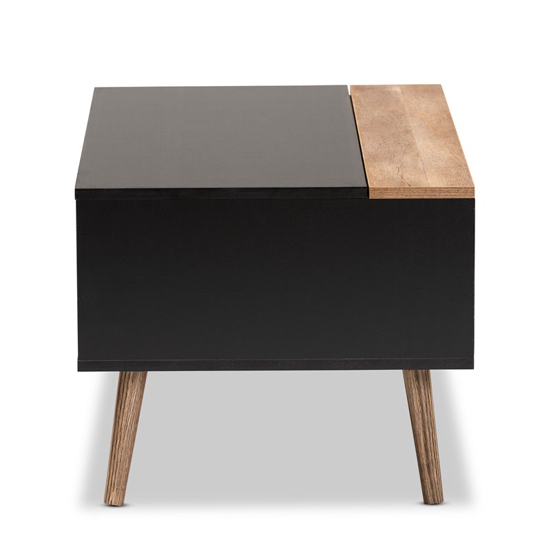 Bowery Hill Two-Tone Black and Brown Finished Wood Table with Storage