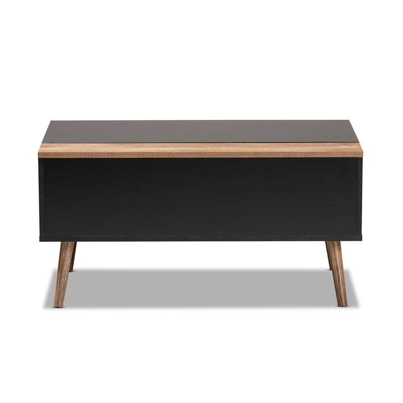 Bowery Hill Two-Tone Black and Brown Finished Wood Table with Storage