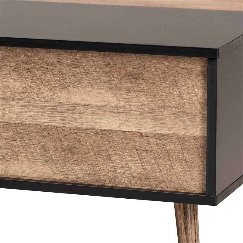 Bowery Hill Two-Tone Black and Brown Finished Wood Table with Storage