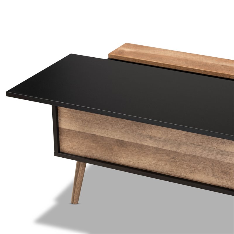 Bowery Hill Two-Tone Black and Brown Finished Wood Table with Storage