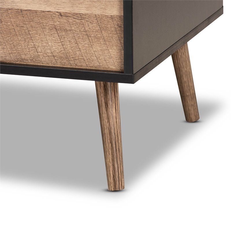 Bowery Hill Two-Tone Black and Brown Finished Wood Table with Storage