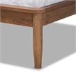 Bowery Hill Grey Fabric Upholstered and Walnut Finished Queen Size Bed