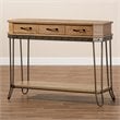Bowery Hill Brown Wood and Black Finished Metal 3-Drawer Console Table