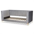 Bowery Hill Modern Velvet Upholstered and Gold Finished Twin Size Daybed in Gray