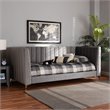 Bowery Hill Modern Velvet Upholstered and Gold Finished Twin Size Daybed in Gray