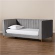 Bowery Hill Modern Velvet Upholstered and Gold Finished Twin Size Daybed in Gray