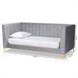 Bowery Hill Modern Velvet Upholstered and Gold Finished Twin Size Daybed in Gray
