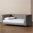 Bowery Hill Modern Velvet Upholstered and Gold Finished Full Size Daybed in Gray