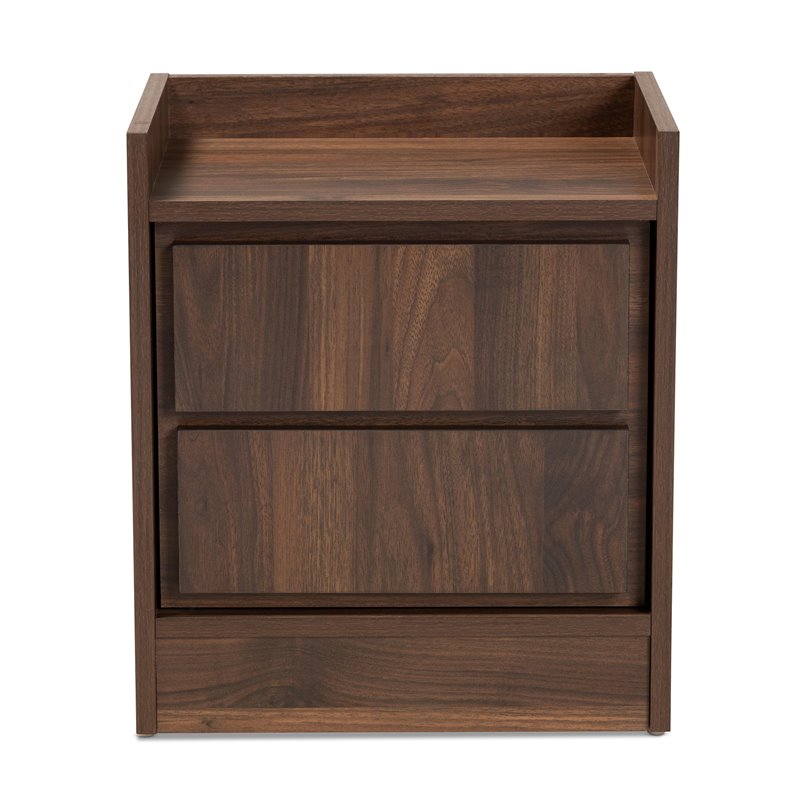 Bowery Hill Contemporary Walnut Brown Finished Wood 2-Drawer Nightstand