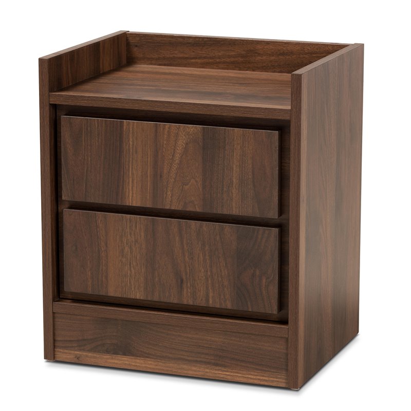 Bowery Hill Contemporary Walnut Brown Finished Wood 2-Drawer Nightstand