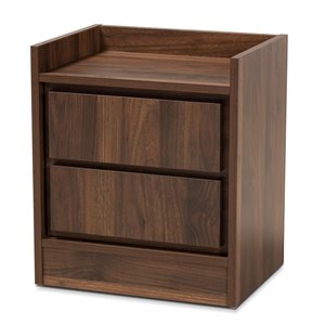Bowery Hill Contemporary Walnut Brown Finished Wood 2-Drawer Nightstand