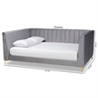 Bowery Hill Modern Velvet Upholstered Queen Size Daybed in Gray/Gold