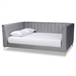 Bowery Hill Modern Velvet Upholstered Queen Size Daybed in Gray/Gold