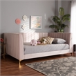 Bowery Hill Velvet Pink Daybed Channel Tufted Queen Size 93.7