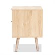Bowery Hill Light Oak Brown Finished Wood and Rattan 2-Drawer Nightstand