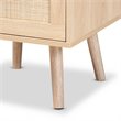 Bowery Hill Light Oak Brown Finished Wood and Rattan 2-Drawer Nightstand