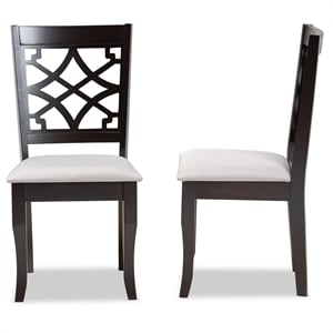 Bowery Hill Grey Fabric and Brown Finished Wood 2-Piece Dining Chair Set