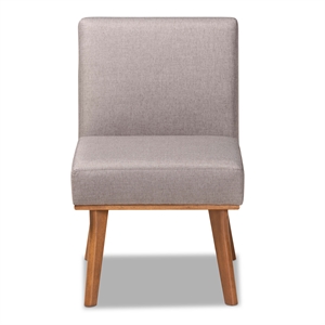 Bowery Hill Grey Fabric Upholstered and Walnut Finished Wood Dining Chair