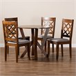 Bowery Hill Upholstered and Walnut Brown Finished Wood 5-Piece Dining Set