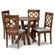 Bowery Hill Upholstered and Walnut Brown Finished Wood 5-Piece Dining Set