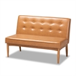 Bowery Hill Faux Leather Upholstered and Brown Finished 3-Piece Dining Set