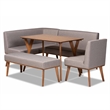 Bowery Hill Grey Fabric Upholstered and Walnut Finished 5-Piece Dining Set