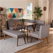 Bowery Hill Grey Fabric Upholstered and Walnut Finished 5-Piece Dining Set