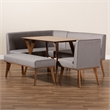 Bowery Hill Grey Fabric Upholstered and Walnut Finished 5-Piece Dining Set